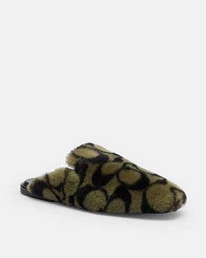 COACH Mule En Shearling Signature En Pour Femmes, Taille - Noir