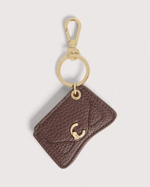 Coccinelle Grained Leather Key Ring C-Me - Natural