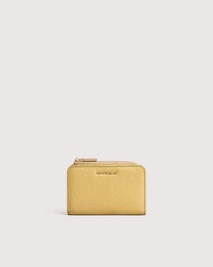 Coccinelle Small Grained Leather Wallet Metallic Small - Natural
