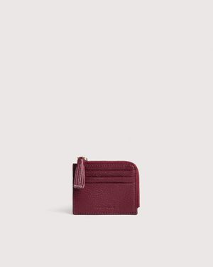 Coccinelle Grainy Leather Card Holder Tassel - Pink