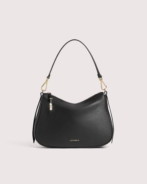 Coccinelle Grained Leather Hobo Bag Nory Small - Black