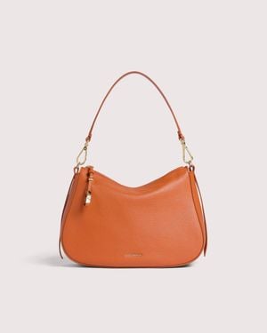 Coccinelle Grained Leather Hobo Bag Nory Small - Orange