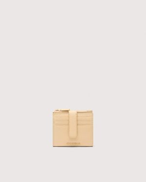 Coccinelle Small Grained Leather Wallet Metallic Medium - Natural