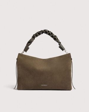 Coccinelle Suede And Grained Leather Shoulder Bag Boheme Medium - Brown