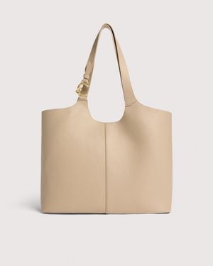 Coccinelle Grained Leather Tote Bag C-Easy Large - Natural