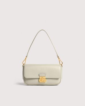 Coccinelle Grained Leather Shoulder Bag C-Me Lock Medium - Natural