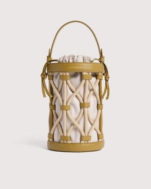 Coccinelle Smooth Leather With Tubular Rope Detailing Bucket Bag Koi Small - Metallic