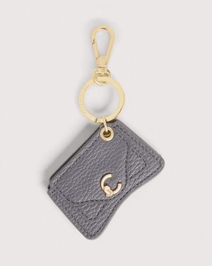 Coccinelle Grained Leather Key Ring C-Me - White