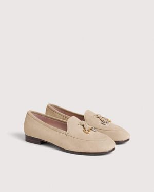 Coccinelle Smooth Leather Loafers Loop Suede - Natural