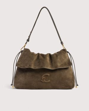 Coccinelle Suede Shoulder Bag Lidia Medium - Natural
