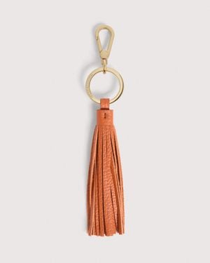 Coccinelle Grained Leather And Metal Key Ring Tassel - White