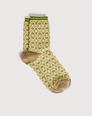 Coccinelle Cotton-Blend Socks Monogram - Metallic