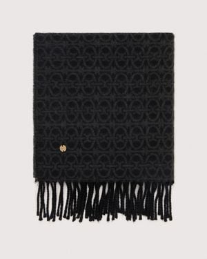 Coccinelle Wool Blend Scarf Monogram - Black