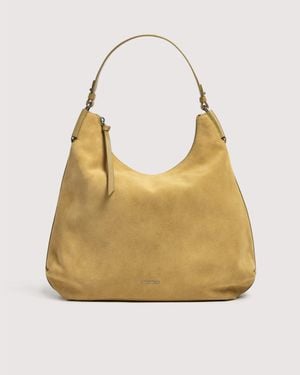 Coccinelle Suede Shoulder Bag Rebekka Medium - Natural