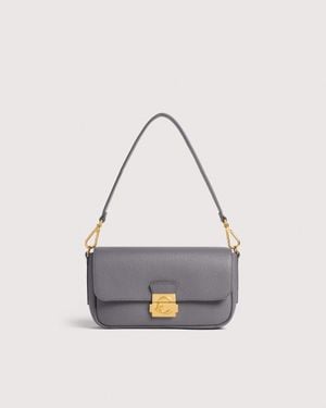 Coccinelle Grained Leather Shoulder Bag C-Me Lock Medium - White