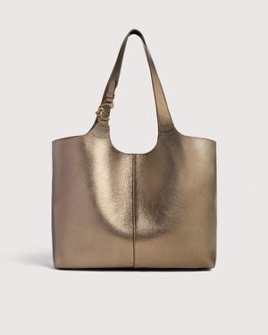 Coccinelle Grained Leather Tote Bag C-Easy Large - Natural
