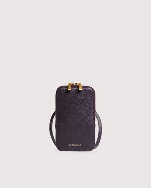 Coccinelle Grained Leather Phone Holder Flor Mini - Blue