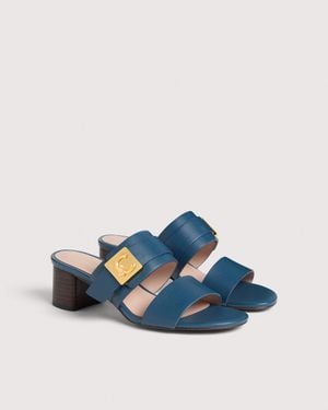 Coccinelle Cowhide-Effect Smooth Leather Sandals C-Me Lock - Blue