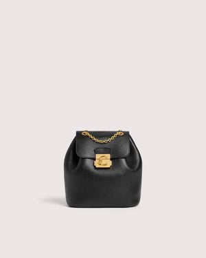 Coccinelle Grained Leather Backpack C-Me Lock Small - Black