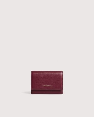 Coccinelle Small Grained Leather Wallet Metallic Soft - Purple