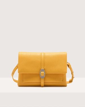 Coccinelle Grained Leather Shoulder Bag Dorian Small - Yellow