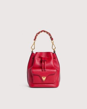 Coccinelle Grained Leather Bucket Bag Beat Generation Small - Red