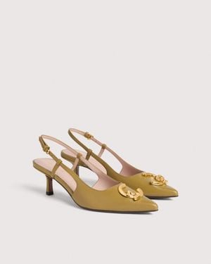 Coccinelle Smooth Leather Slingbacks With Heel C-Me Smooth - Natural