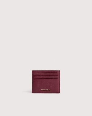 Coccinelle Grainy Leather Card Holder Metallic Soft - Pink