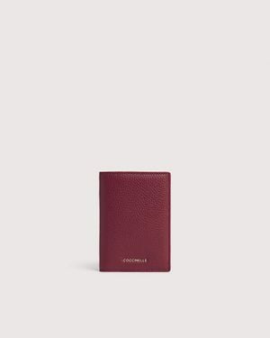 Coccinelle Grained Leather Passport Holder Metallic Soft - Pink