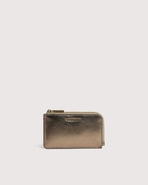 Coccinelle Grained Leather Card Holder Metallic - Natural