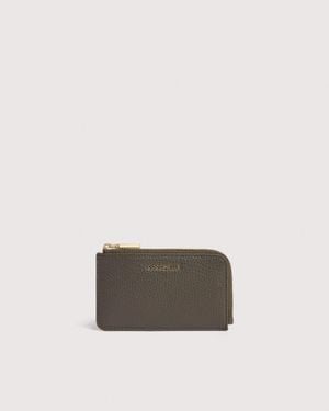 Coccinelle Grained Leather Card Holder Metallic - Natural