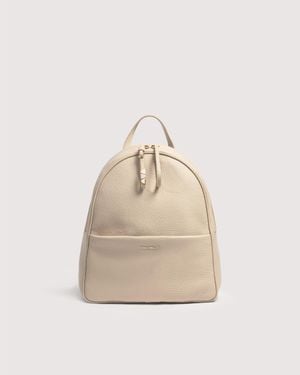 Coccinelle Grained Leather Backpack Nory Medium - Natural