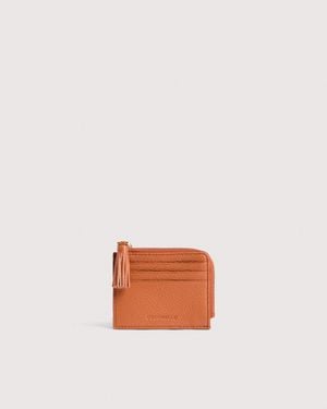 Coccinelle Grainy Leather Card Holder Tassel Small - Pink
