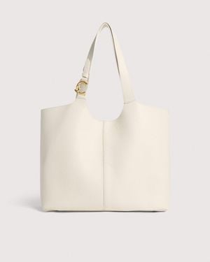 Coccinelle Grained Leather Tote Bag C-Easy Large - Natural
