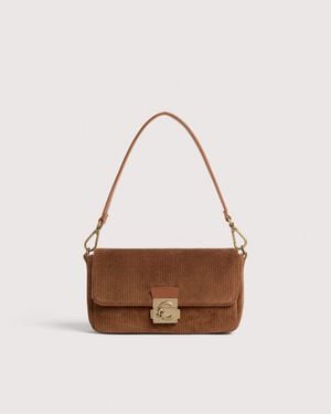 Coccinelle Schultertasche Aus Cordstoff C-Me Lock Medium - Weiß
