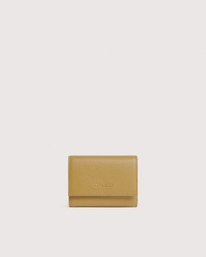 Coccinelle Small Grained Leather Wallet Metallic Small - Natural