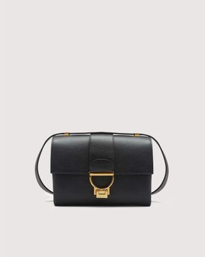 Coccinelle Vintage-Effect Leather Shoulder Bag Arlettis Vintage Small - Black