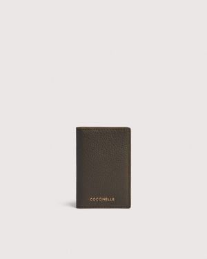 Coccinelle Grained Leather Card Holder Metallic Small - White