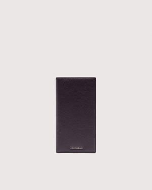 Coccinelle Grained Leather Passport Holder Metallic Soft - Blue