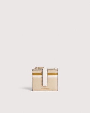 Coccinelle Small Grained Leather Wallet Metallic Medium - Natural