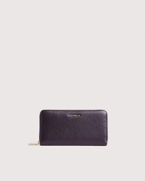 Coccinelle Large Grainy Leather Zip-Around Purse Metallic Soft - Multicolor