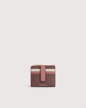 Coccinelle Small Grained Leather Wallet Metallic Medium - Pink