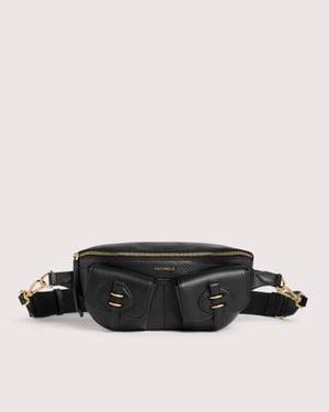 Coccinelle Grained Leather Waist Bag Mavery Pocket Small - Black