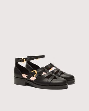 Coccinelle Cowhide-Effect Smooth Leather Sandals Sam - Black