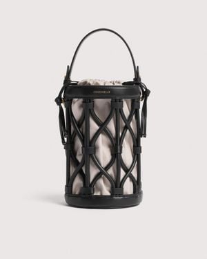 Coccinelle Smooth Leather Bucket Bag Koi Small - Black