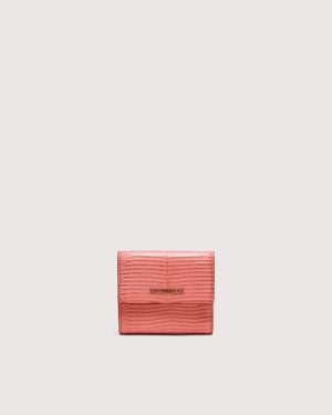 Coccinelle Medium Lizard-Effect Embossed Leather Wallet Metallic Lizard - Pink