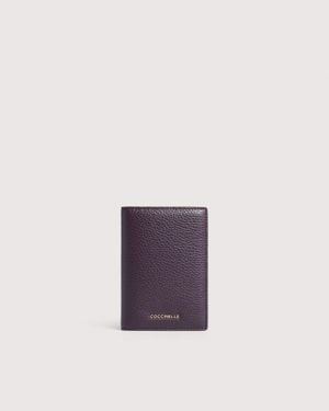 Coccinelle Grained Leather Passport Holder Metallic Soft - Purple