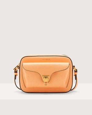 Coccinelle Grainy Leather Crossbody Bag Beat Soft Small - Orange