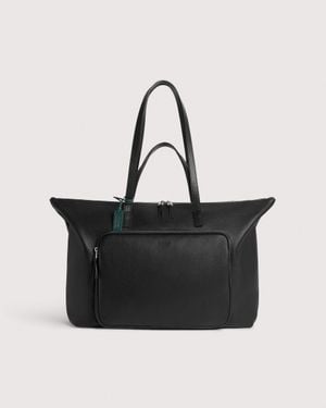 Coccinelle Grained Leather Tote Bag Smart To Go Paki Large - Black