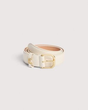 Coccinelle Grained Leather Belt Metal Loop - Natural